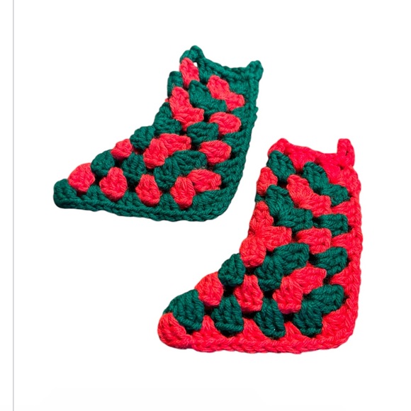 Set of 2 Handmade Crocheted Christmas Stocking Ornaments. - Picture 2 of 2